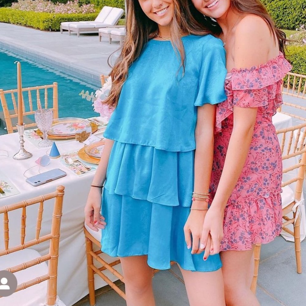 Zara Blue Tiered Mini Dress